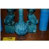 Image 6 : TURQUOISE BAMBOO VASES (PAIR), CHINESE GUARDIAN SHISHI LIONS (PAIR) & CHINESE CERAMIC VASE (5 PCS)