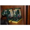 Image 2 : BRONZE DEER, ELEPHANT STANDS & WOVEN COVERED BASKET (4 PCS)