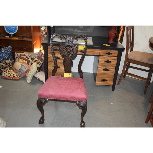CHIPPENDALE STYLE SIDE CHAIR W/UPHOLSTERED SEAT