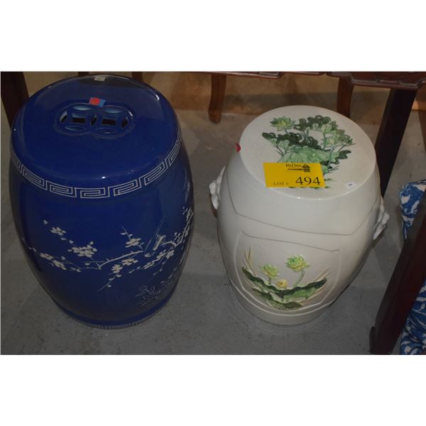 PORCELAIN GARDEN STOOLS (2 PCS)