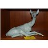 Image 1 : HEREND GLAZED PORCELAIN SCULPTURE OF A RECLINING DOE, THE DOE'S BODY PATTERNED IN GREEN, BASE MARKED