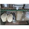 Image 1 : Shelf Lot Cambro Pans, Plastic Platters & Ice Scoop