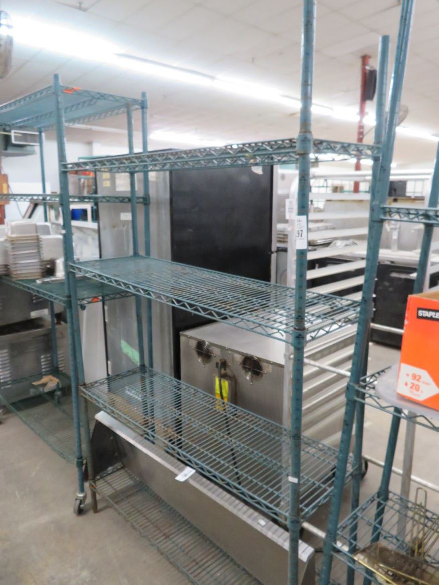 2- 4 Shelf Green Coated Metro Rack - 2 X