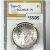 Image 1 : 1884-CC Morgan Silver Dollar PGA-MS65+ PL