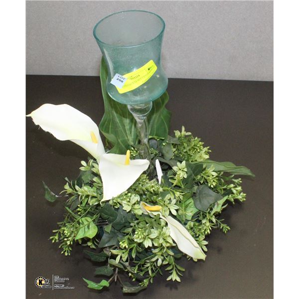 ORCHID FAUX LEAFY CENTERPIECE