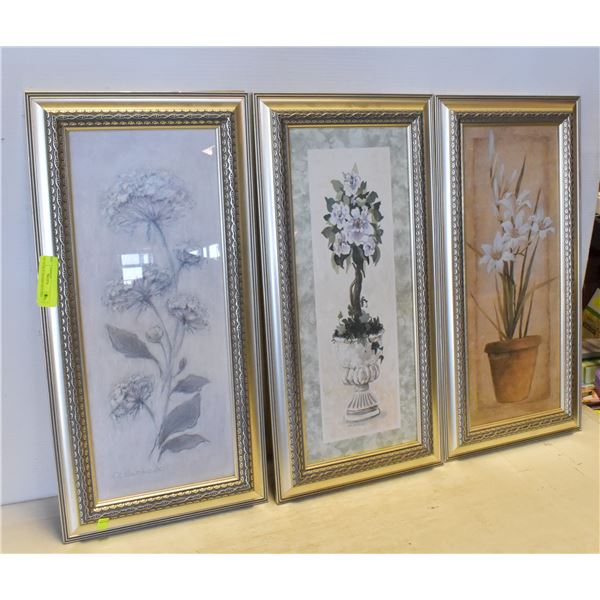 3PC FLORAL FRAMED PICTURES