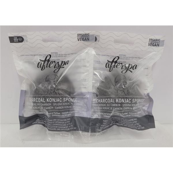 2 PACK SEALED AFTERSPA CHARCOAL KONJAC SPONGES