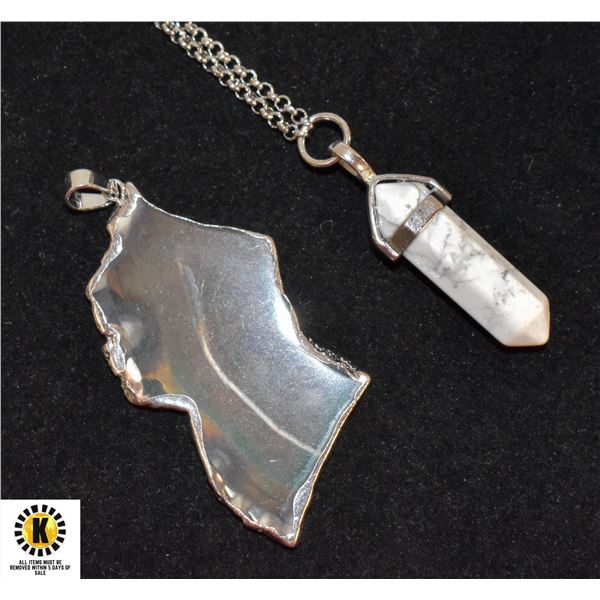 STONE PENDANT ON CHAIN & LARGE AGATE PENDANT