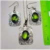 Image 1 : 18)  OVAL LAB CREATED PERIDOT SET OF JEWELRY,