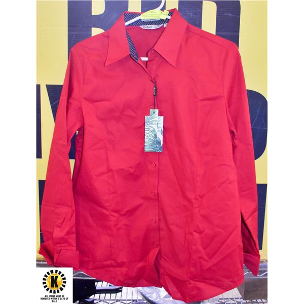 NEW SZ M  ESABEL.C COTTON STRETCH RED DRESS SHIRT