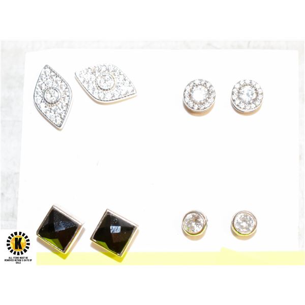 4 PAIRS OF STUD EARRINGS