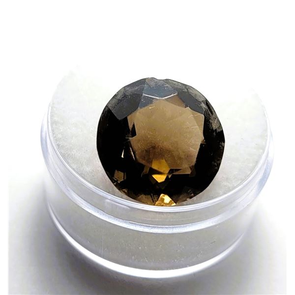 17)  NATURAL ROUND 9.5 CT SMOKEY QUARTZ GEM