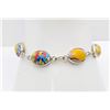 Image 1 : 9)  NATURAL OVAL SHAPED MOSAIC JASPER BRACELET
