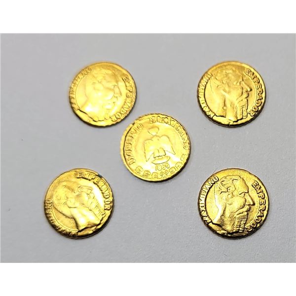 13)  LOT OF 5 MEXICAN 24 KT GOLD PLATED