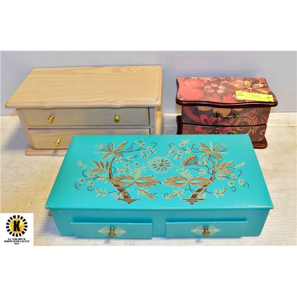 LOT OF 3 JEWELRY BOXES WITH CONTENTS