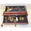 JEWELRY BOX WITH VARIOUS CUFF LINKS AND TIE CLIPS