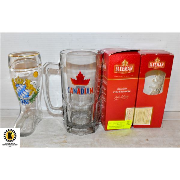 SLEEMAN GLASSES (2) BOXED SET GERMAN BEER BOOT