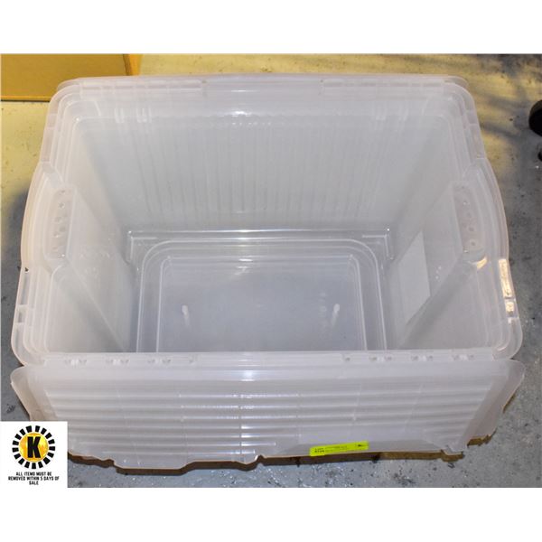 4 CLEAR PLASTIC BINS