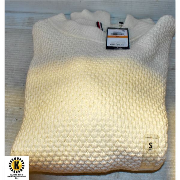 NEW TOMMY HILFIGER SMALL KNIT TYPE SWEATER, CREAM