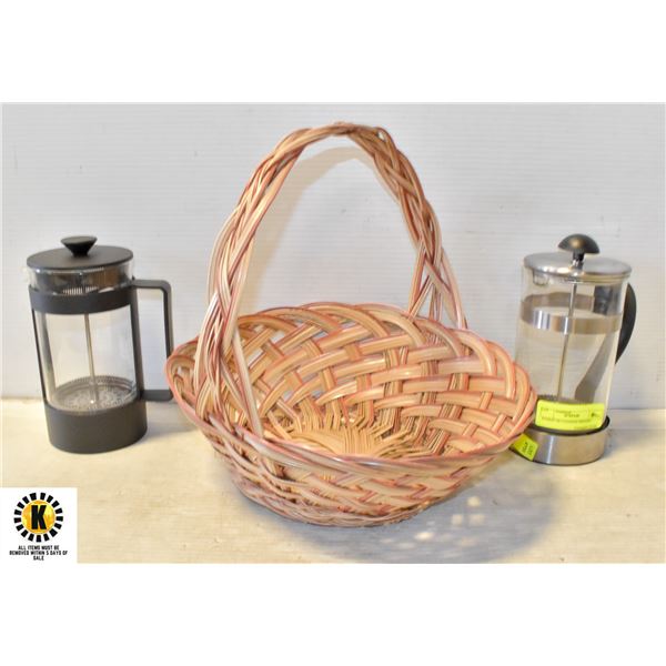 BASKET W/ 2 COFFEE PRESSES