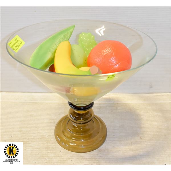 LARGE DECORATIVE GLASS/ VASE W/ FRUIT