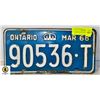 Image 1 : 1968 ONTARIO LICENSE PLATE 90536 T