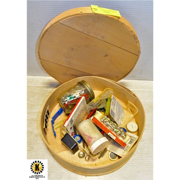 SEWING ITEMS WOODEN CONTAINER