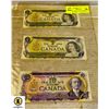 Image 1 : x3 1971-73 OLD CANADA BANK NOTES $1, $10