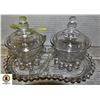 VINTAGE GLASS SUGAR DISH SET