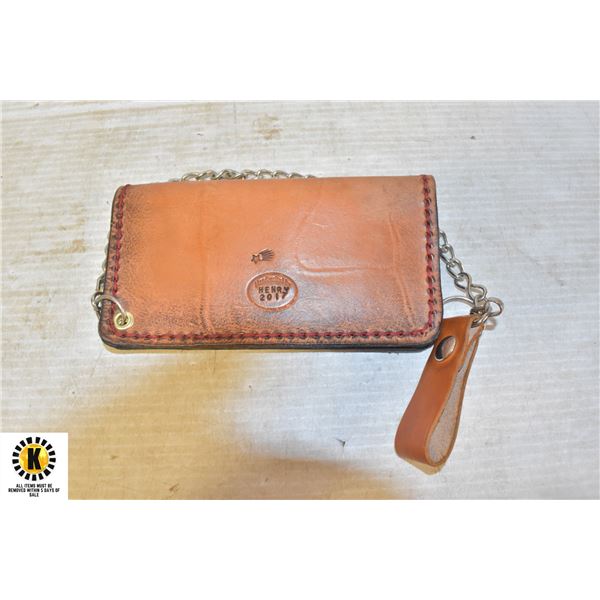 LEATHER BIKER WALLET WITH CHAIN AND CLIP