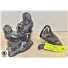Image 1 : SEAL HUNTER & LOON SIGNED STONE CARVING