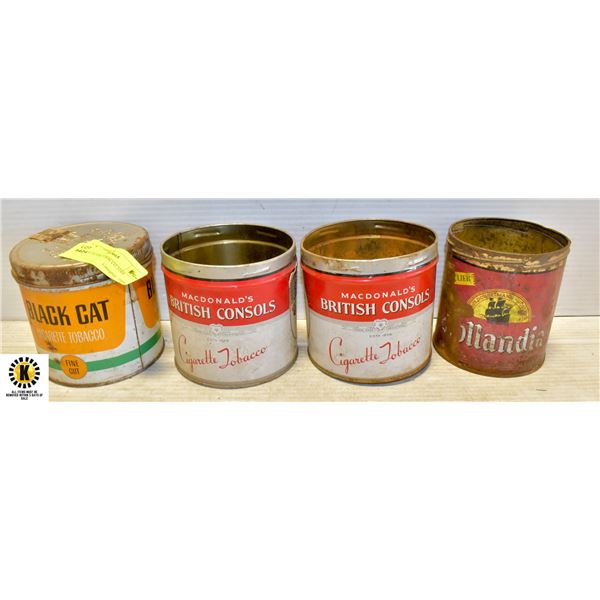 4 COLLECTOR TOBACCO TINS