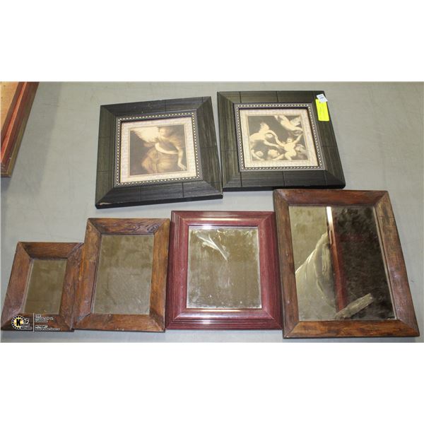 LOT OF 5 MIRRORS AND FRAMES