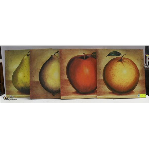 4 FRUIT PICTURES ON CANVAS