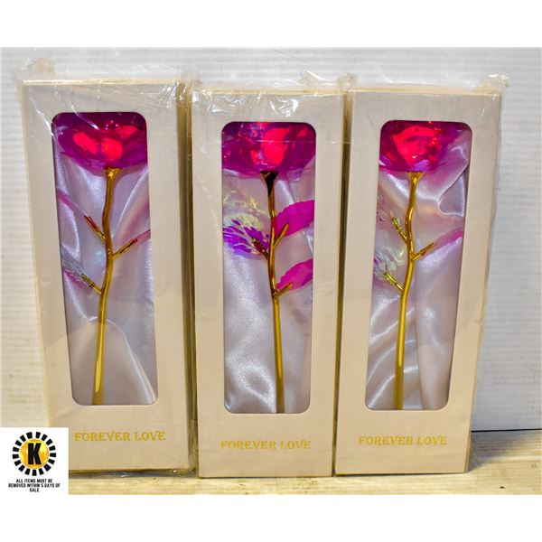3 FOREVER LOVE 24K GOLD PLATED ARTIFICAL ROSES