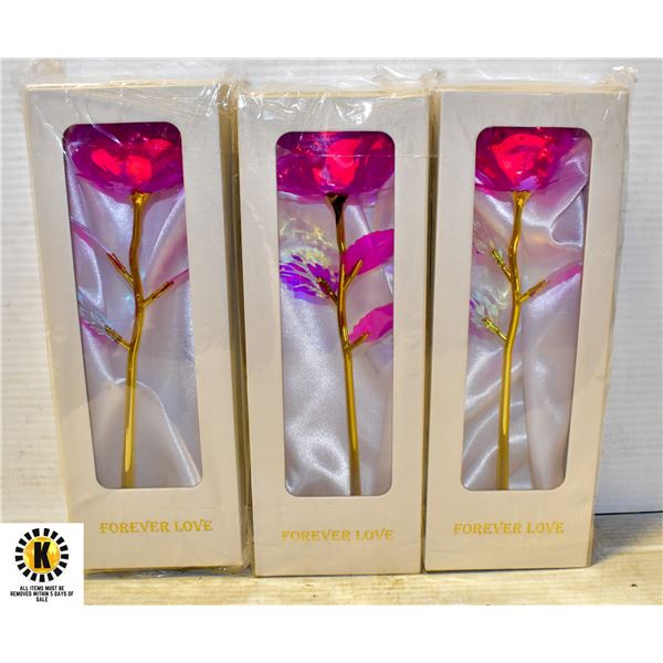 3 FOREVER LOVE 24K GOLD PLATED ARTIFICAL ROSES