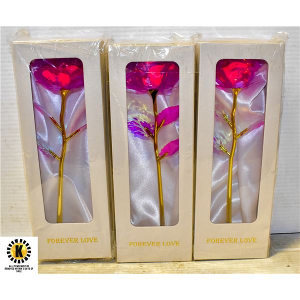 3 FOREVER LOVE 24K GOLD PLATED ARTIFICAL ROSES