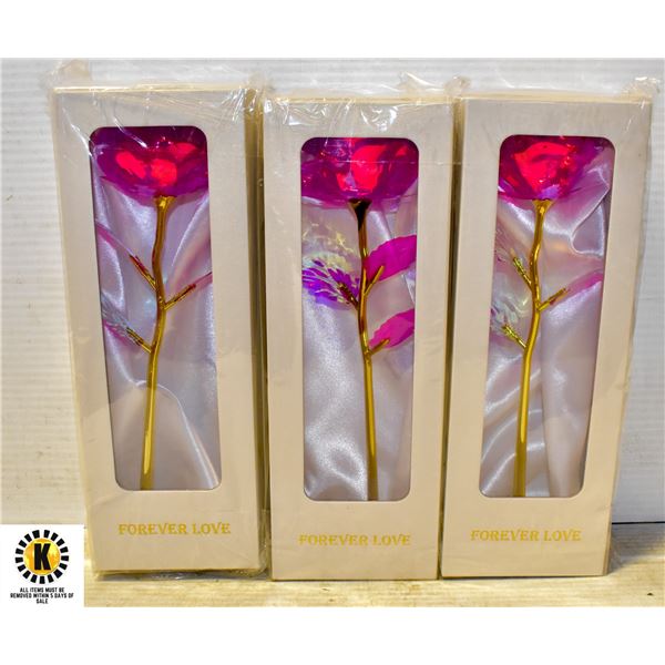 3 FOREVER LOVE 24K GOLD PLATED ARTIFICAL ROSES