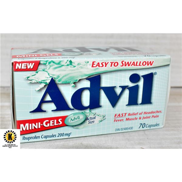 ADVIL MINI-GELS,200MG,70 CAPSULES,BB 6/22