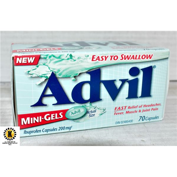 ADVIL MINI-GELS,200MG,70 CAPSULES,BB 6/22