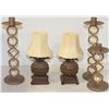 Image 1 : 3 RETRO CANDLE HOLDERS & 2 CANDLES