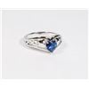 Image 1 : NEW SILVER TONE BLUE HEART GEMSTONE RING