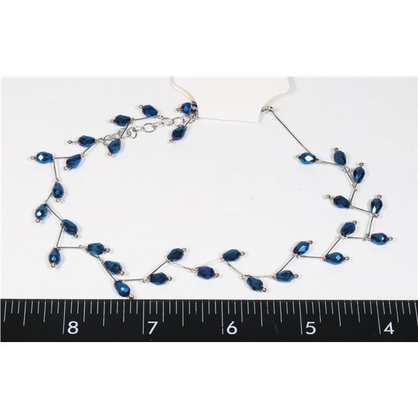 NEW BLUE MIRRORED BEAD CHOKER