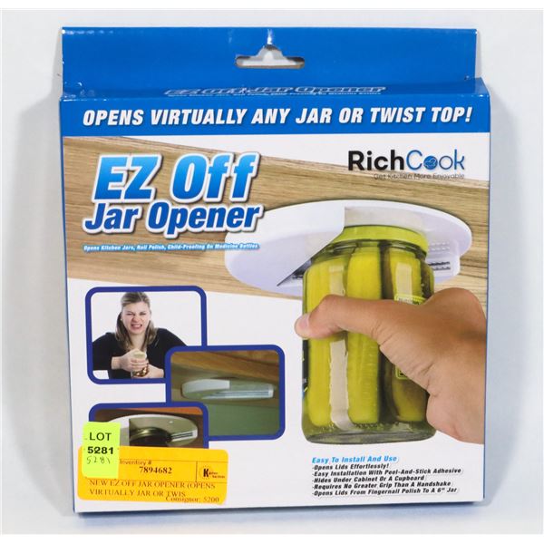 NEW EZ OFF JAR OPENER (OPENS VIRTUALLY JAR OR TWIST ON LID)