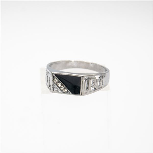 NEW MENS TITANIUM ALLOY CUBIC ZIRCONIA