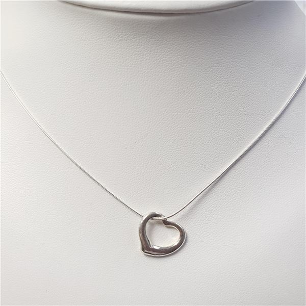 BZ1081-25 SILVER HEART 18  NECKLACE