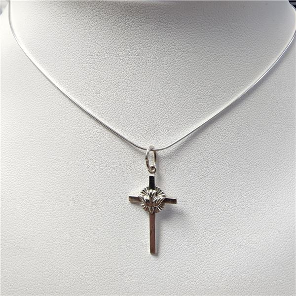 BZ1081-45 SILVER CROSS 18" NECKLACE