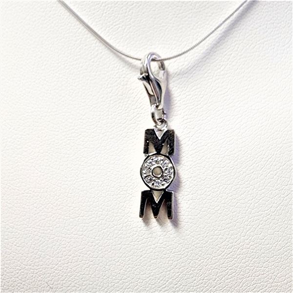 BZ1081-41 SILVER CZ "MOM" 18" NECKLACE