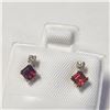 BZ1081-22 10K GARNET DIAMOND EARRINGS