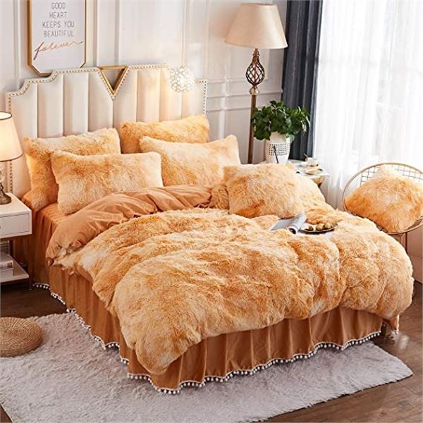 NEW JAUXIO LUXURY SHAG FAUX FUR DUVET COVER SET